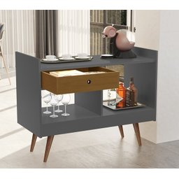 Estilo Retrô Aparador Buffet Pés Palito Divisor de Ambientes 40-64 Cor Onix / Nature - Comprar Movei - 1