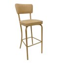 Ver imagem 1 de Banqueta Olivia - Altura 65cm para Bar e Cozinha Dourado Fosco com Assento Confortável Cor Bege Enco