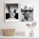 Ver imagem 2 de Kit 2 Quadros Fotografias Abstratas Mulheres árvores 24x18cm:madeira Preta