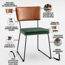 Ver imagem 4 de Cadeira Decorativa Estofada Sala Jantar Allana L02 Couríssimo Camel Facto Verde Musgo - Lyam Decor