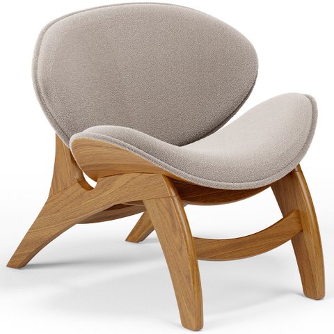 Poltrona Decorativa Orgânica Sala Living Kadosh L02 Bouclê Creme - Lyam Decor