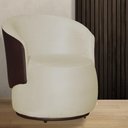 Ver imagem 2 de Poltrona Organica Recepção para Sala Aisha Corano Marrom e Suede Marfim - Incasa Decor