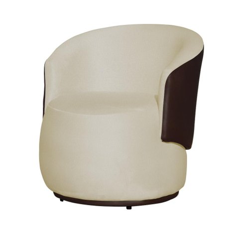 Poltrona Organica Recepção para Sala Aisha Corano Marrom e Suede Marfim - Incasa Decor
