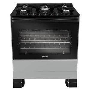 Fogão Mueller 5 Bocas Titânio com Mesa de Vidro e Tripla Chama Mfv5bf Bivolt