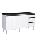 Ver imagem 1 de Balcão Para Cozinha de Aço 3 Portas 3 Gavetas e Porta Tempero Gaia 180 Com Tampo Cozimax Branco