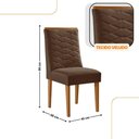 Ver imagem 3 de Mesa de Jantar Aspen com 6 Cadeiras Eloise Moderna Mobília Veludo Marrom/naturalle
