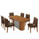Ver imagem 2 de Mesa de Jantar Aspen com 6 Cadeiras Eloise Moderna Mobília Veludo Marrom/naturalle