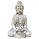 Ver imagem 1 de Estátua Buda Meditando com Flor de Lótus em Pó de Mármore a: 100cm L: 75cm C: 50cm