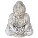Ver imagem 5 de Estátua Buda Meditando com Flor de Lótus em Pó de Mármore a: 100cm L: 75cm C: 50cm