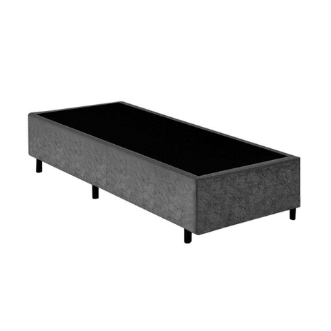 Cama Box Base Solteiro Suede Cinza 88x188x42