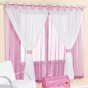 Ver imagem 1 de Cortina Infantil E Voal 2,00 X 1,70 Metros Alt Rosa e Branco