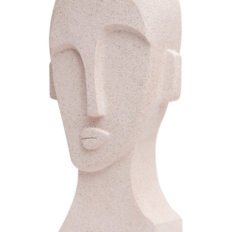 Decoração Escultura Face em Poliresina Branco Mart 21329