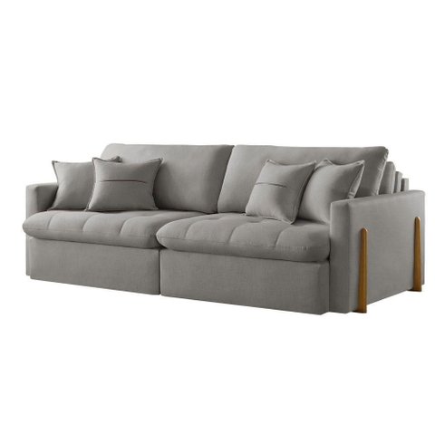 Sofá Cama A230 3 Lugares com Função Retrátil e Reclinável 220cm Cinza Linho Meu Sofá Online