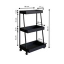 Ver imagem 3 de Carrinho Multiuso com Rodízios 48cm com 3 Prateleiras Cor:preto
