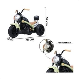 Mini Moto Eletrica Infantil Chopper Som e Luz 6v Bege - Importway - 4