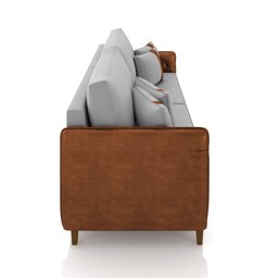 Sofá 3 Lugares Living 212cm Pé Madeira Valença Marrom/veludo Cinza K01 - D'Rossi - 6