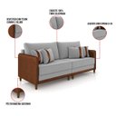 Ver imagem 3 de Sofá 3 Lugares Living 212cm Pé Madeira Valença Marrom/veludo Cinza K01 - D'Rossi