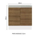 Ver imagem 3 de Balcão Armário de Cozinha 80 cm 2 Portas Branco/Rustic Glamy Madesa