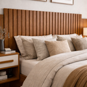 Ver imagem 2 de Cabeceira Bariloche Flex Regulável Casal Queen 2 Mesas Suspensas Painel Ripado:cinamomo