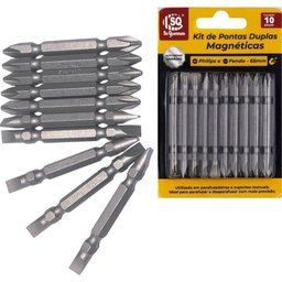 Kit 10 Bits Ponteira Parafusadeira Ponta Dupla Magnético - 3