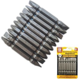 Kit 10 Bits Ponteira Parafusadeira Ponta Dupla Magnético - 2