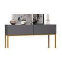 Ver imagem 5 de Aparador para Sala 2 Gavetas Pequeno Eros 90 para Apartamento Base de Ferro Dourado Design Moderno L