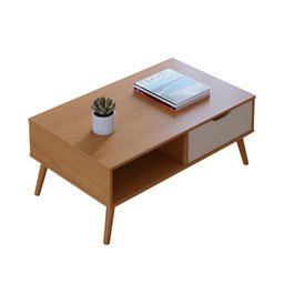 Mesa de Centro Lisboa M-106 com 1 Gaveta e Nicho Freijo Off White Colibri Moveis - 2