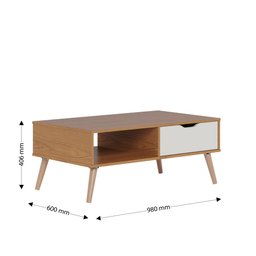 Mesa de Centro Lisboa M-106 com 1 Gaveta e Nicho Freijo Off White Colibri Moveis - 6