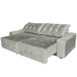 Sofá Euro Retrátil e Reclinável 210cm Veludo Light Cinza – Ws Estofados - 3