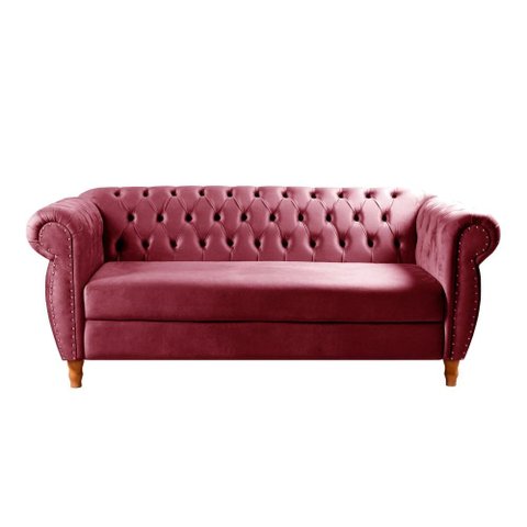Sofá Nobreza 3 Lugares Cor:Suede Bordô 110