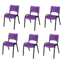 Ver imagem 2 de Kit 6 Cadeiras Iso Fixa Empilhável Escola Igreja Salão:roxo