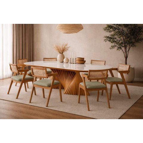Sala de Jantar Maciça 8 Lug Torcida 2mts Opala- Sala Nobre