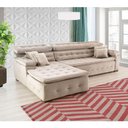 Ver imagem 1 de Sofá Orlando 2.40x1.70m com Chaise, Retrátil e Reclinável - Bege