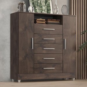 Comoda Isabele 5 Gav 2 Portas Chocolate
