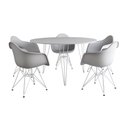 Ver imagem 6 de Mesa Jantar Redonda 110Cm Branca Clips 3 Pés Com 5 Poltronas Brancas Ferro Branco - Cor: Branco