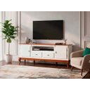 Ver imagem 3 de Rack Linz 2 Portas Madeira 2 Gavetas Pés Luis Xv 75 X 195 X 40 Cm (a X L X P)