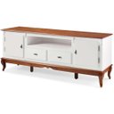 Ver imagem 2 de Rack Linz 2 Portas Madeira 2 Gavetas Pés Luis Xv 75 X 195 X 40 Cm (a X L X P) - Cor Branco/imbuia