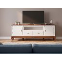 Ver imagem 1 de Rack Linz 2 Portas Madeira 2 Gavetas Pés Luis Xv 75 X 195 X 40 Cm (a X L X P) - Cor Branco/imbuia