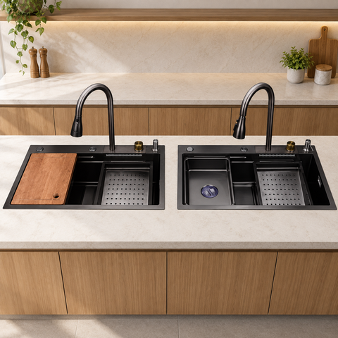 Cuba Inox Preta Pia Cozinha Gourmet Luxo 75x46cm