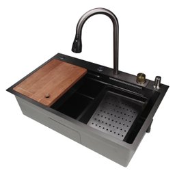 Cuba Inox Preta Pia Cozinha Gourmet Luxo 75x46cm - 1