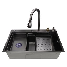 Cuba Inox Preta Pia Cozinha Gourmet Luxo 75x46cm - 2