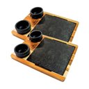 Ver imagem 1 de Kit 2 Tábua 04 Molheiras em Pedra Sabão e Suporte G 25x25cm