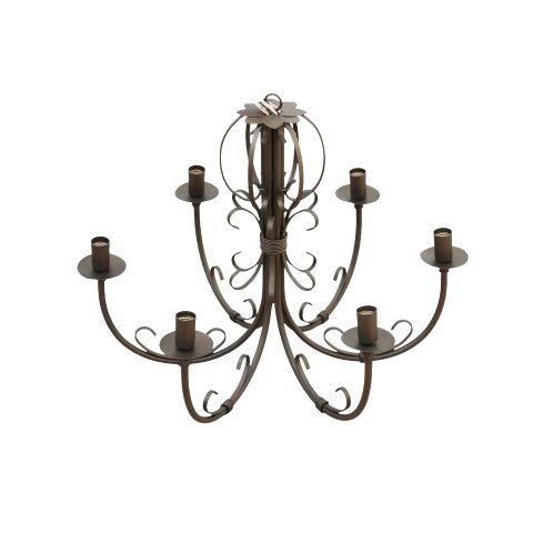 Lustre Luminária 6 Braços Ferro Pendente Arabescos Pendente Rustico Barra Chata