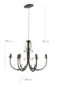 Ver imagem 2 de Lustre Luminária 6 Braços Ferro Pendente Arabescos Pendente Rustico Barra Chata