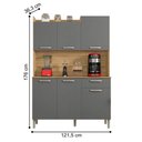 Ver imagem 3 de Conjunto Cozinha C/ Portas e Gavetas Genova Freijó / Gris