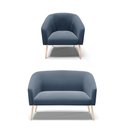 Ver imagem 1 de Kit 01 Namoradeira 02 Lugares e 01 Poltrona Stella Suede Azul Marinho Pés Palito Natural - D'Rossi