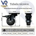 Ver imagem 6 de Kit 6 Rodinha Giratória Pu Refoçada 3 Polegadas Black com e sem Trava com Rolamento Anti Risco 400kg