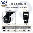 Ver imagem 7 de Kit 6 Rodinha Giratória Pu Refoçada 3 Polegadas Black com e sem Trava com Rolamento Anti Risco 400kg