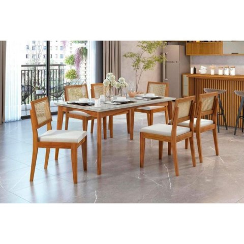 Mesa Cozinha Monalisa 160 + 6 Cad Rainha Mel Nesher