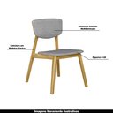 Ver imagem 3 de Kit 5 Cadeiras Decorativas Sala de Jantar Madeira Maciça Lang Linho Cinza/Mel - Gran Belo